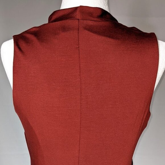 S WHBM Sleeveless Faux Wrap Burnt Orange Perfect Dress NWT - Picture 4 of 15